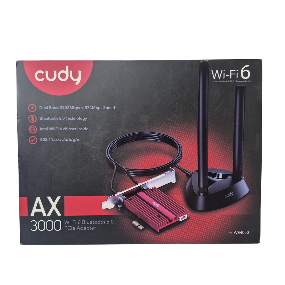 Cudy AX3000 WiFi 6 PCIe Adapter Card Bluetooth 5.0 WE4000 2402Mbps Intel Chipset